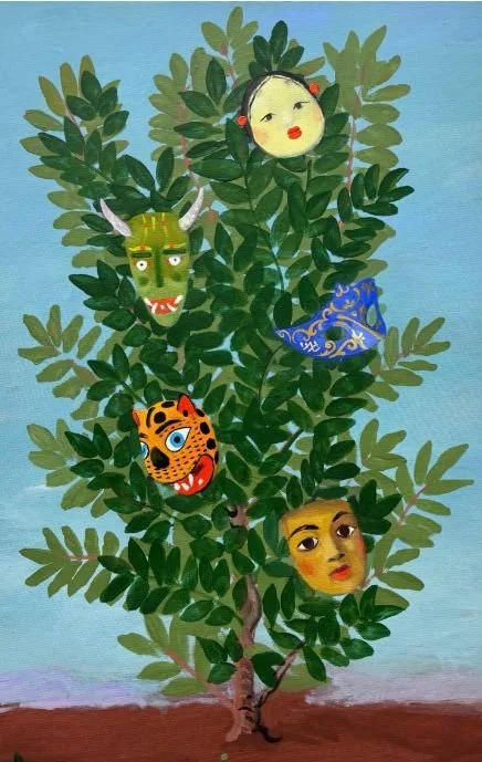 masks, acrilico su tela, 90x60, 2013.jfif