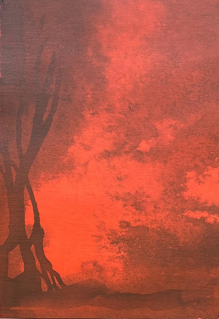 ardere (4), inchiostro e acrilico su carta. 30x50, 2025.jfif