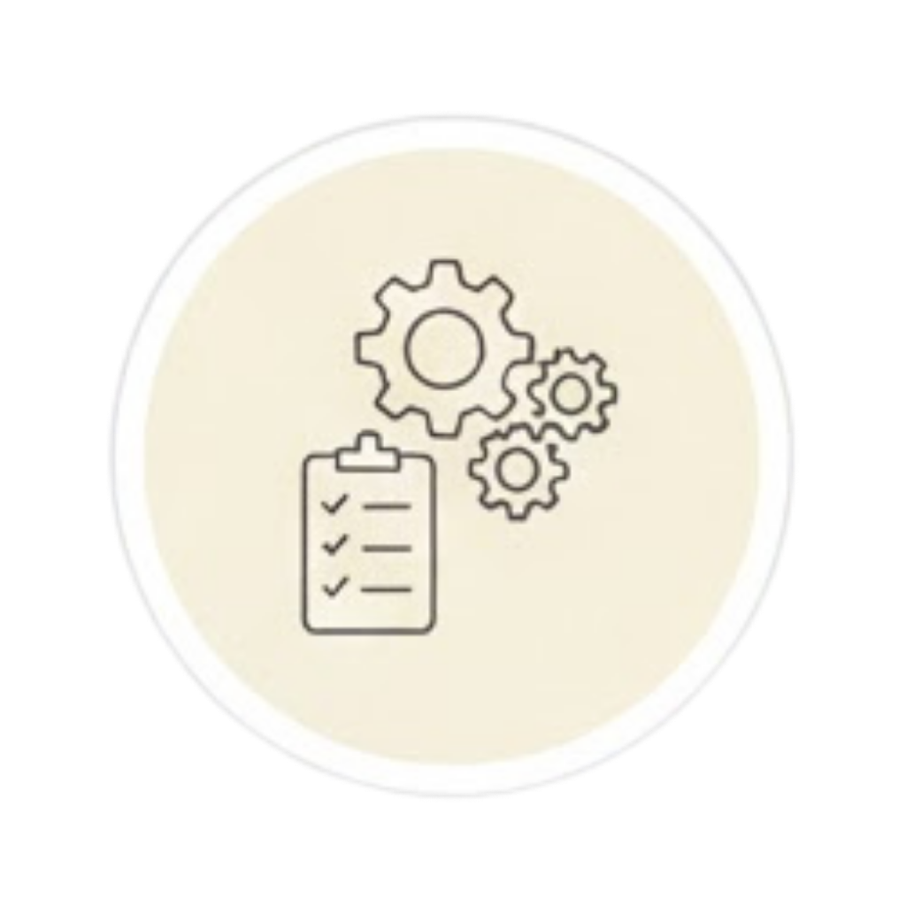 Geometric drawing of an outline square with sections divided by vertical, horizontal, and circle lines.