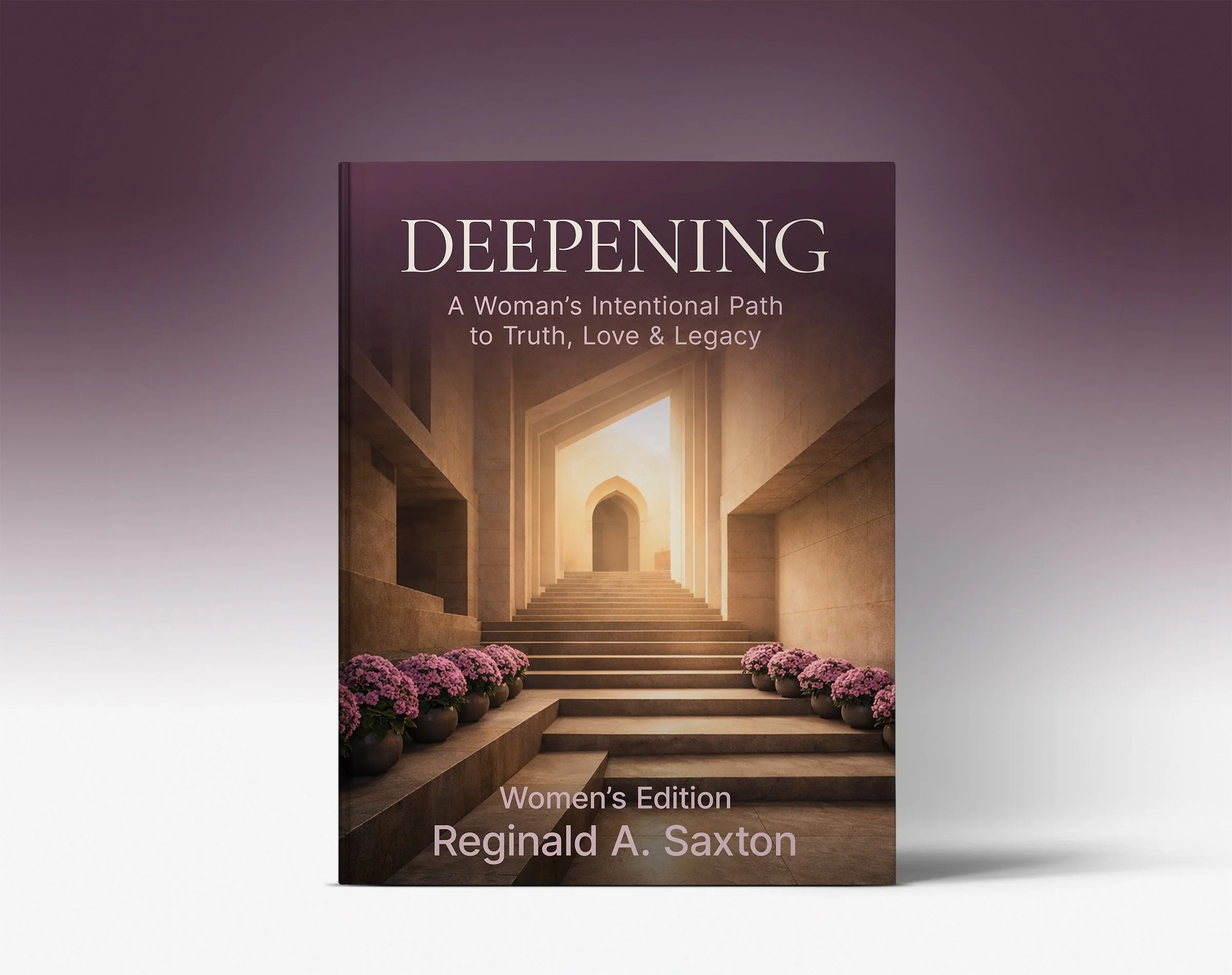 Cover of Deepening: A Woman’s Intentional Path to Truth, Love & Legacy, a personal growth workbook journal for women.