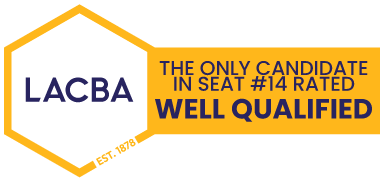 Irene Lee is the only candidate in Seat 14 rated WELL QUALIFIED by the Los Angeles County Bar Association