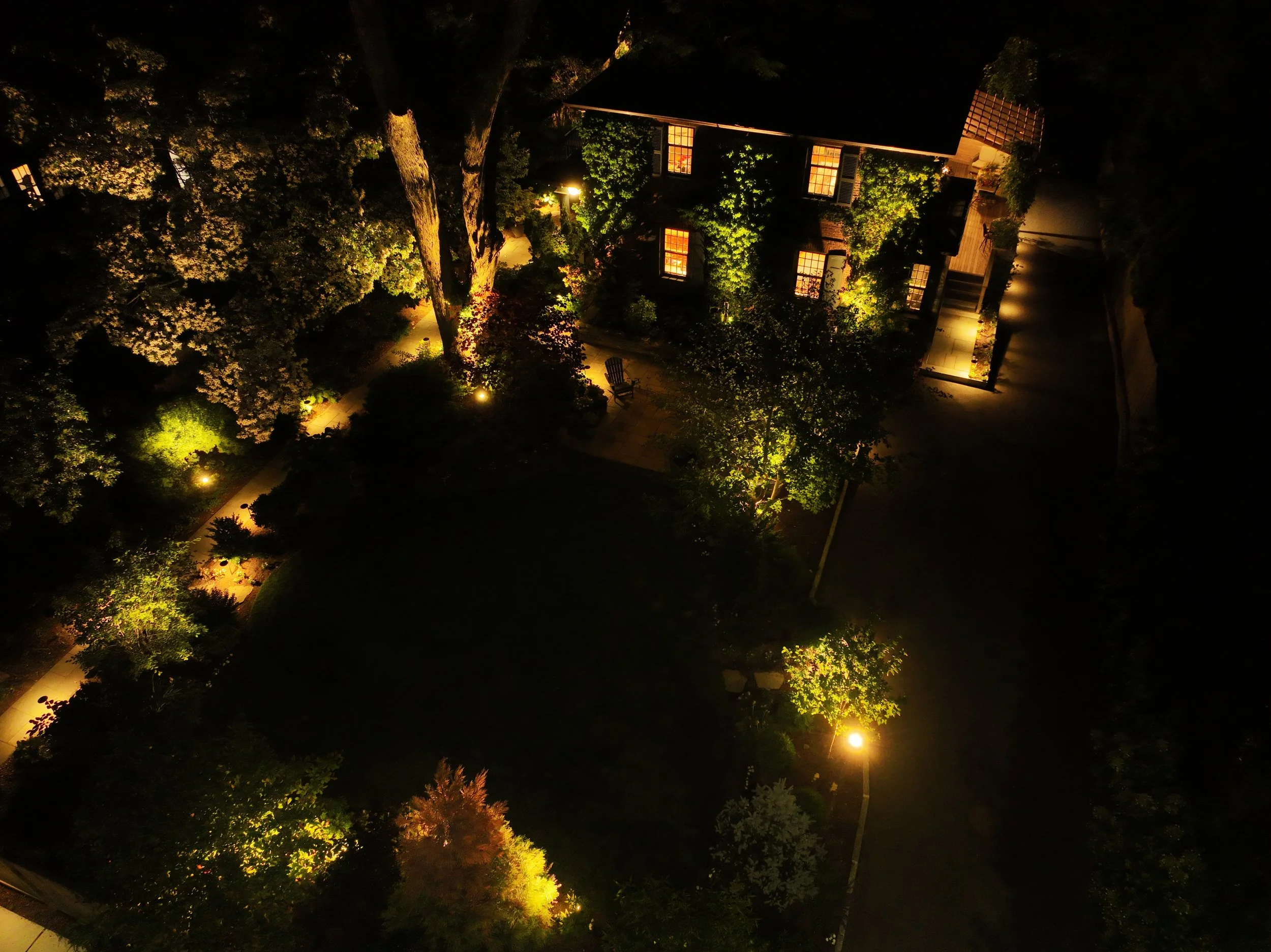 High end landscape lighting installed in a south shore home.