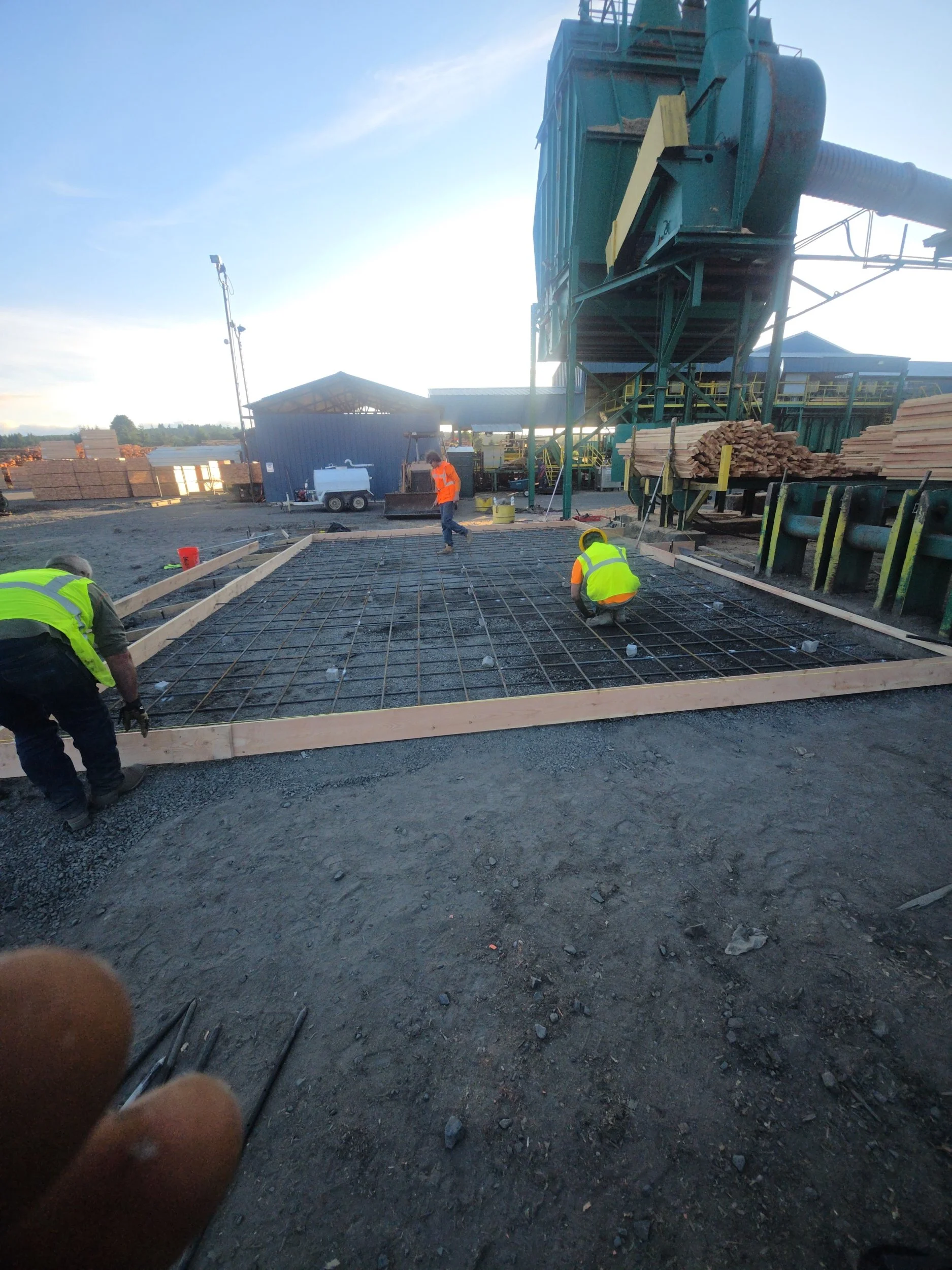 Commercial slab rebar & forms installed Winlock WA