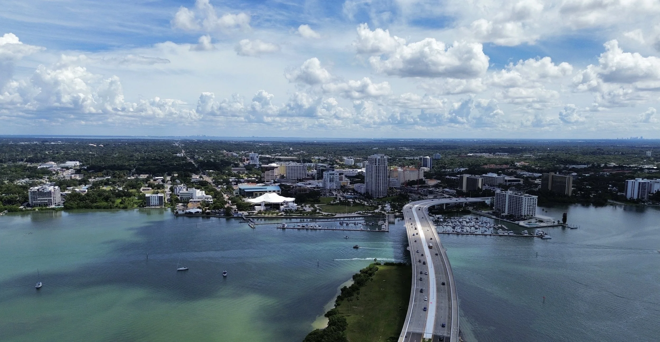 Aerial photograph of Clearwater Florida. Showing the service area for Homeworks Design Build Inspect.