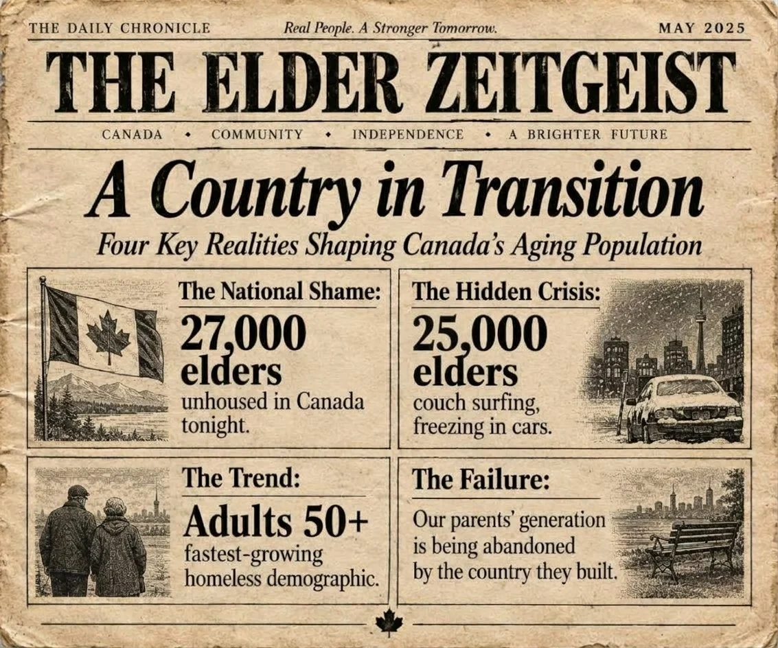 elder zeitgeist solo sailing expedition 2027 Northwest Passage fundraiser $1,000,000 to end elder homelessness in canada