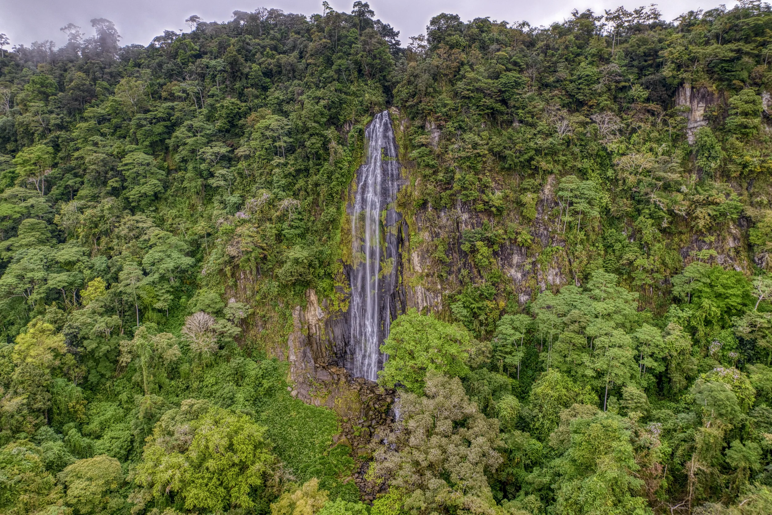 A local waterfall nearby a 2.7756 hectare property offering mountain and ocean views near Uvita, Costa Rica.