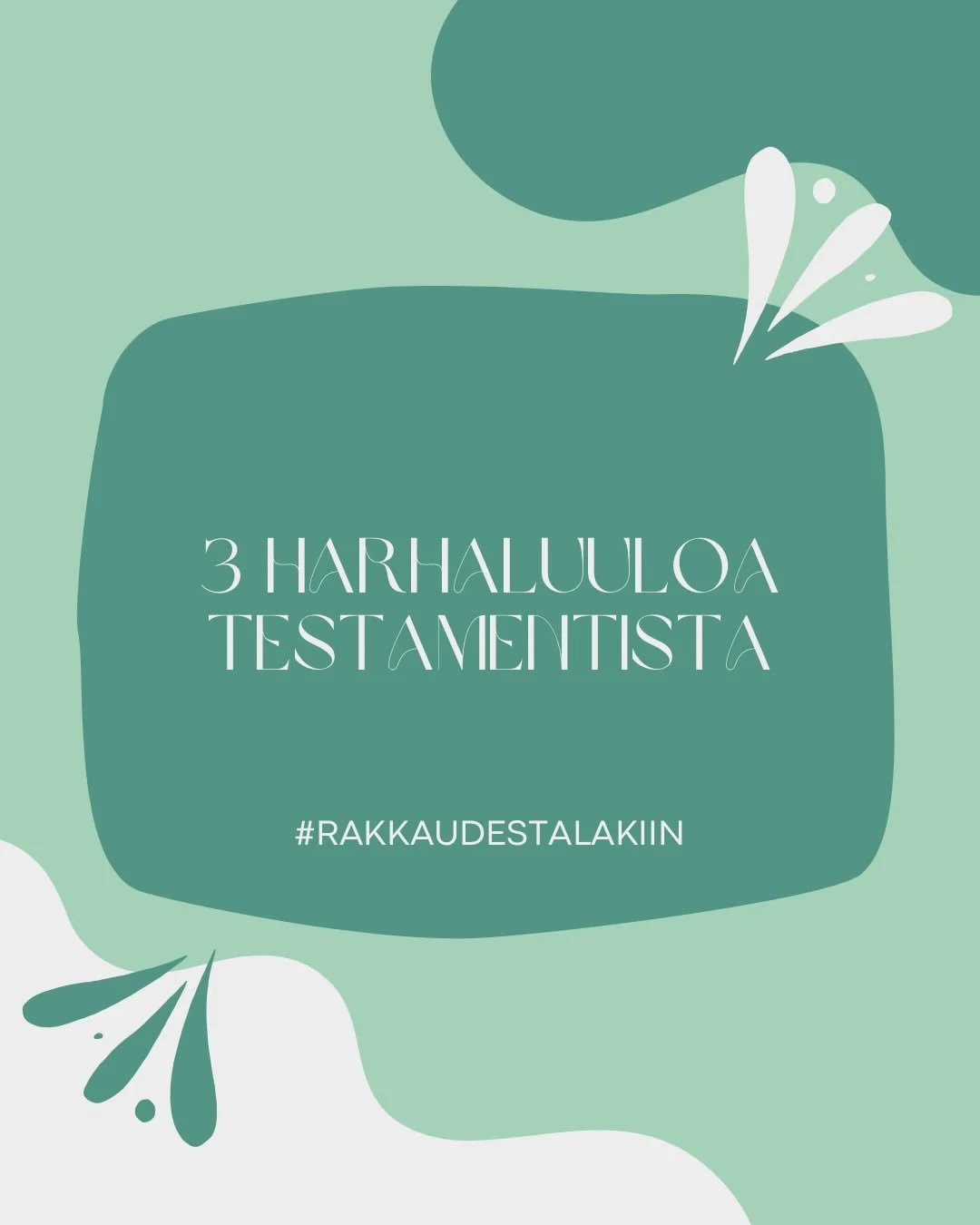 ⚖️ Testamentin tekemiseen liittyy harhaluuloja. Sen lis&auml;ksi, ett&auml; kuolemasta ja testamentista voi olla vaikeaa puhua, toisinaan koetaan, ettei testamenttia voi tai kannata tehd&auml;. 📚

❌ V&Auml;&Auml;RIN. ❌

Testamentti on hyv&auml; olla