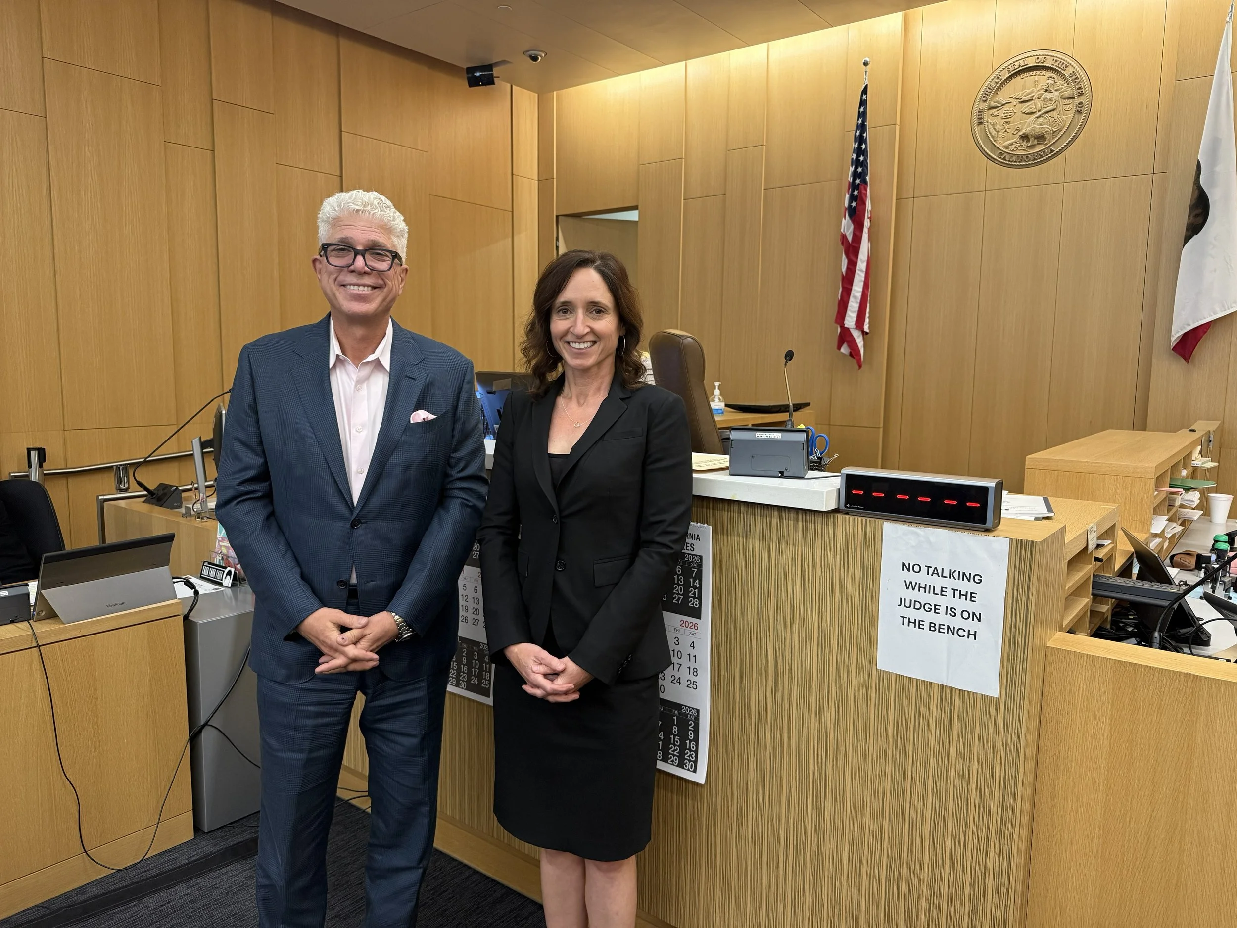 Los Angeles Superior Court Judge Christopher J. Frisco taking time, during a break, to provide me with judicial wisdom. I am so appreciative of the support I am receiving during my campaign. 