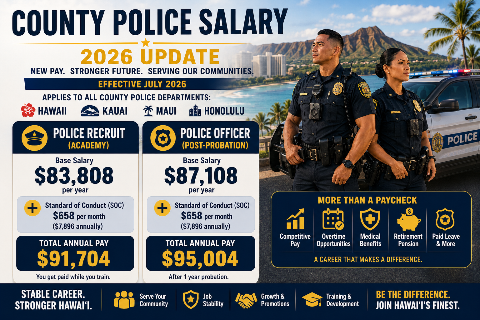 Honolulu Police Salary in Hawaiʻi (2026 Update): What New Officers Can Expect to Earn