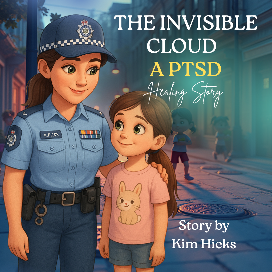 Book cover of “The Invisible Cloud: A PTSD Healing Story” by children’s author Kim Hicks — a Healing Storybook designed to help children understand trauma, emotional safety, and resilience.