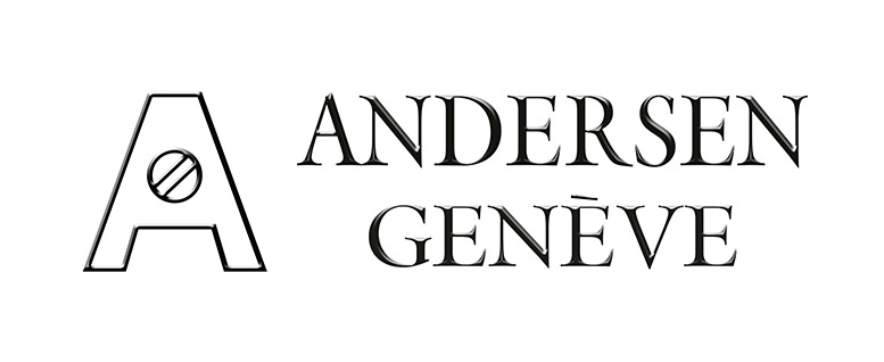Logo with a stylized large letter A with a circle and line inside it, followed by the words "ANDERSEN GÉNÈVE" in uppercase letters.