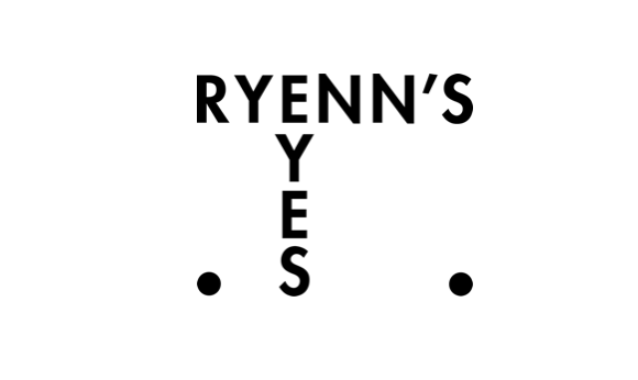 Typography design with the words 'RYENN'S' and 'YES' in black text, arranged vertically and horizontally with dots on either side.