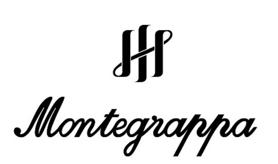 A black and white logo featuring the word 'Montegrappa' in cursive font and a stylized monogram with the letters 'M' and 'H' at the top.