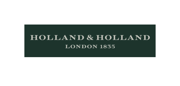 Holland & Holland logo with text 'London 1835' on a dark green background.