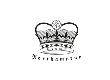 A black and white graphic of a crown with a star at the top, a band with the word 'CROWN' and geometric designs, and the word 'Northampton' below.