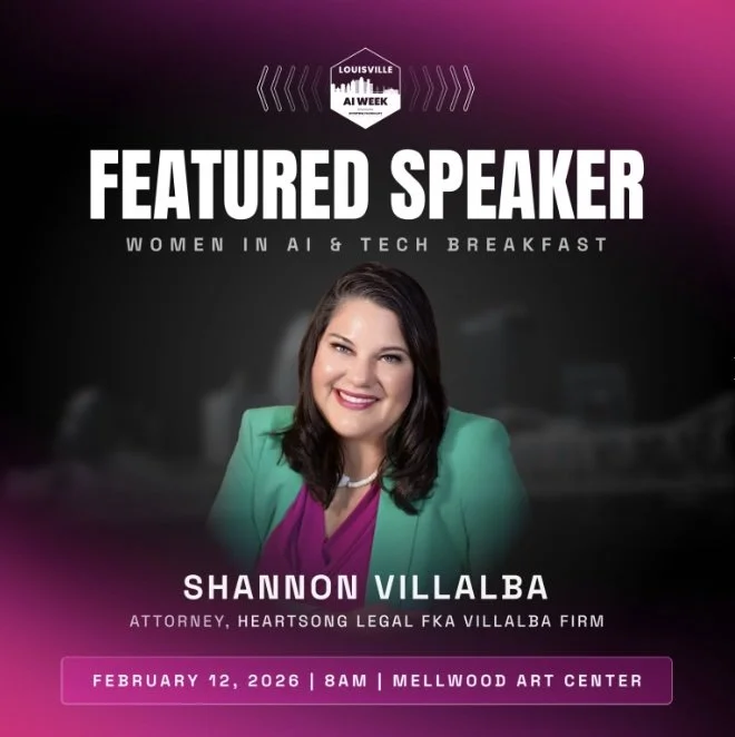 Shannon Villalba featured speaker graphic — Louisville AI Week, Women in AI & Tech Breakfast, February 2026