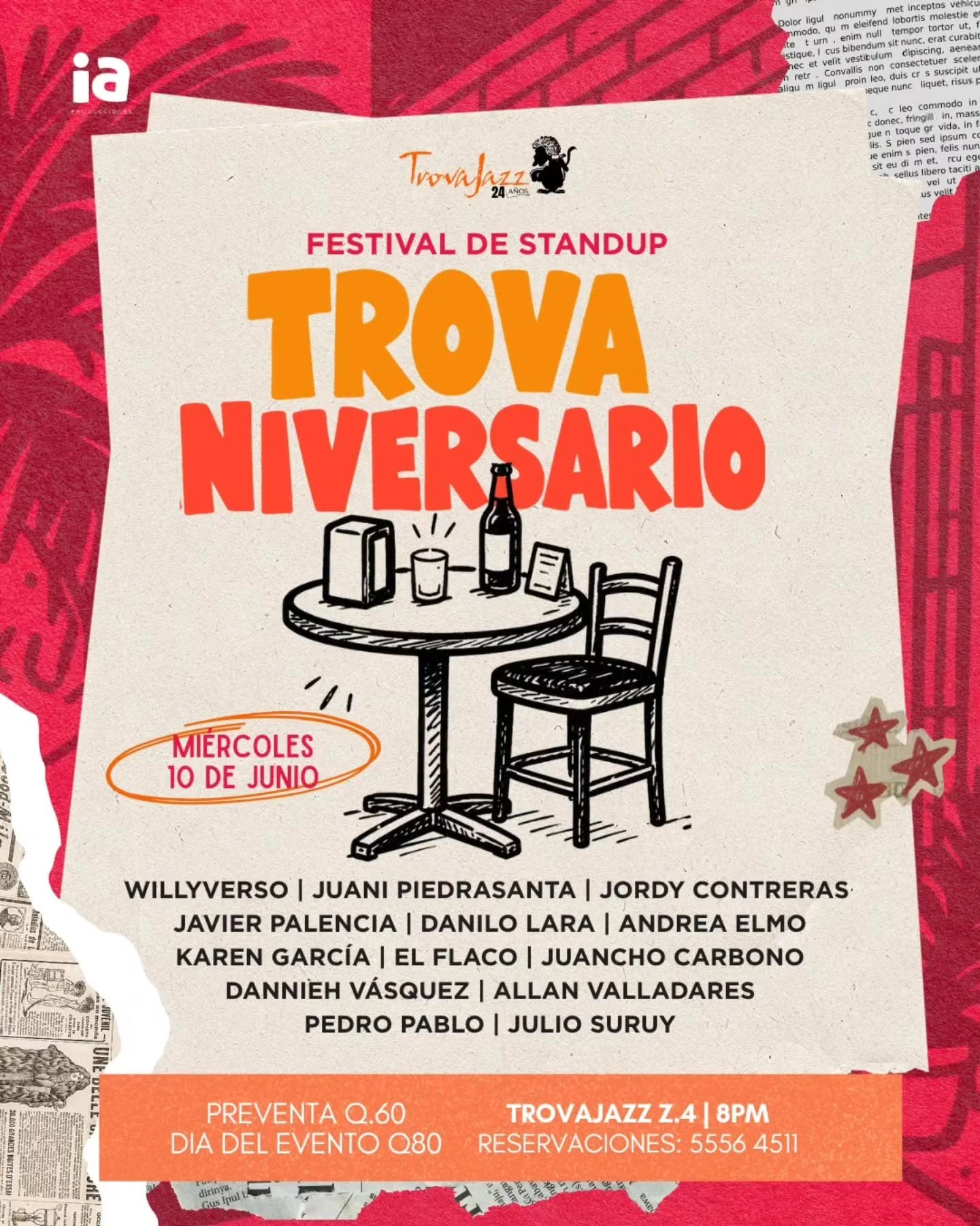 &iexcl;El mejor after office esta en zona 4! O tal vez sea before office, Si estas en graveyard shift, no Te juzgo.

La cosa es que este mi&eacute;rcoles 10 de junio hay festivalito de comedia en @trovajazz celebrando el 24 aniversario una casa cultu