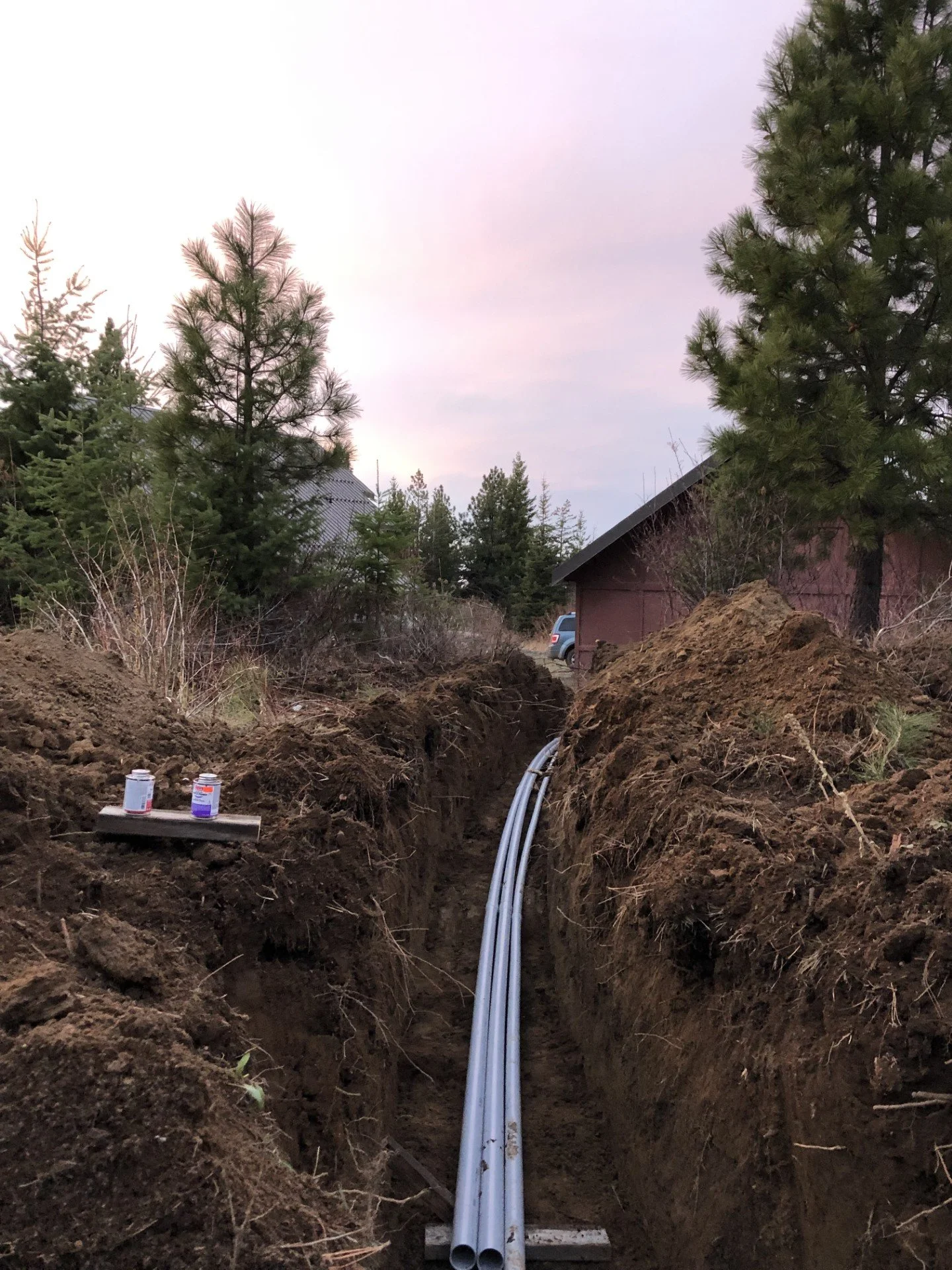 Trenching for conduit installation.