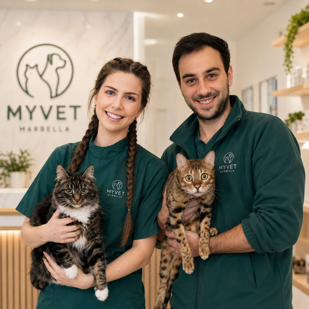 Dr. Rocío Cromstedt Lavigne and Dr. Alberto Fernández, English-speaking vets at MYVET Marbella
