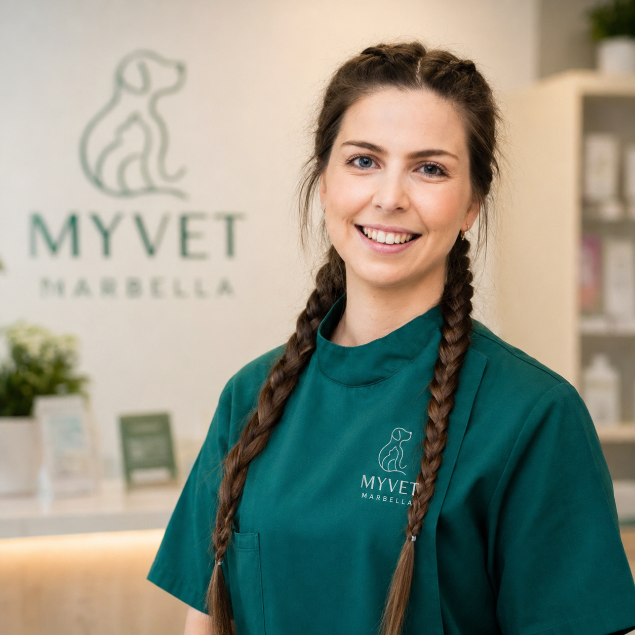 Portrait of Rocío Cromstedt and Alberto Fernández, veterinary surgeons and co-founders of MYVET Marbel