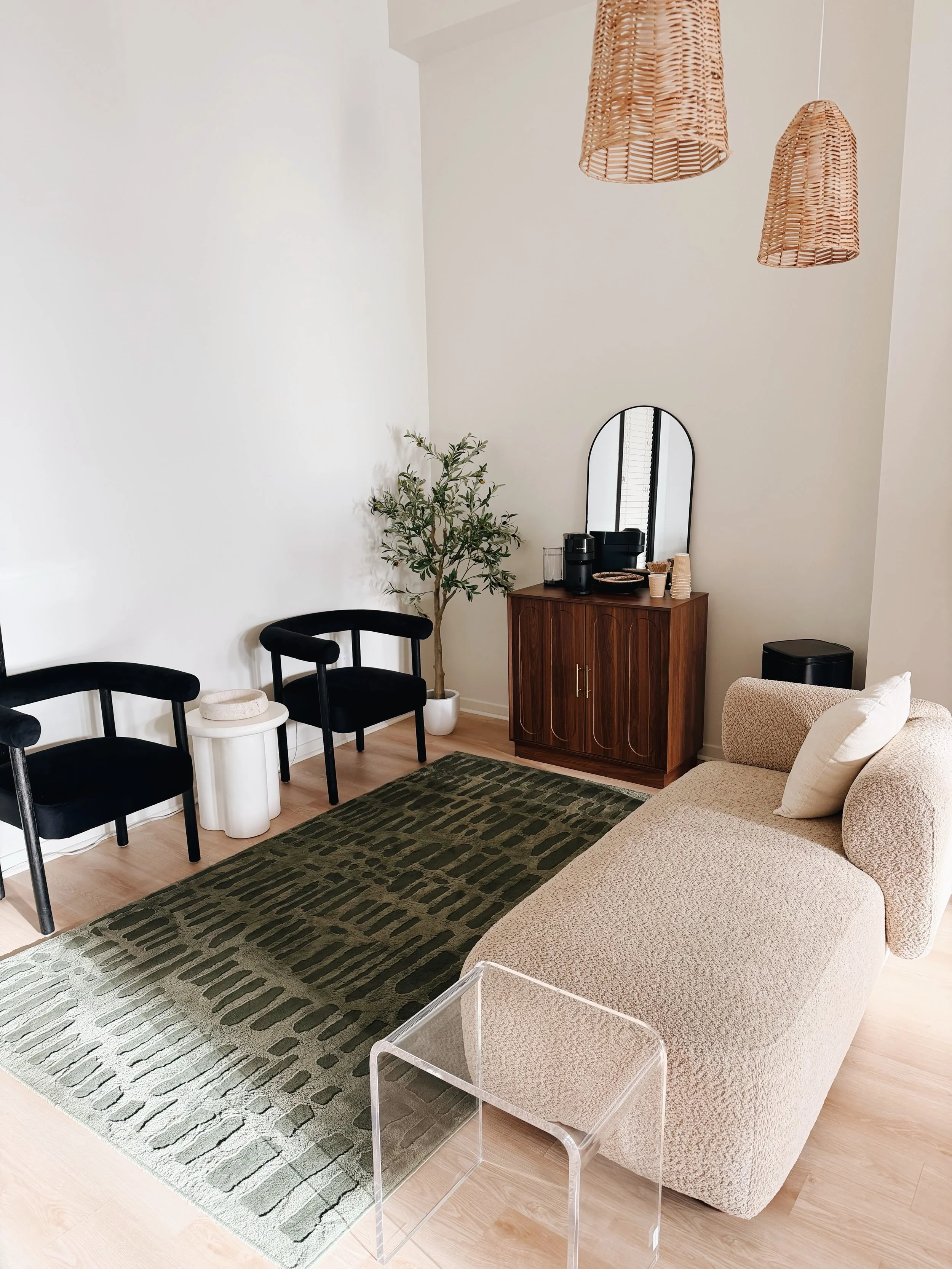 When our seating area isn&rsquo;t being used to enjoy a Nespresso, grab a snack, or let clients relax between sets, the furniture can be rearranged and used as props in your session, too!

We created this space to be comfortable, inviting, and functi
