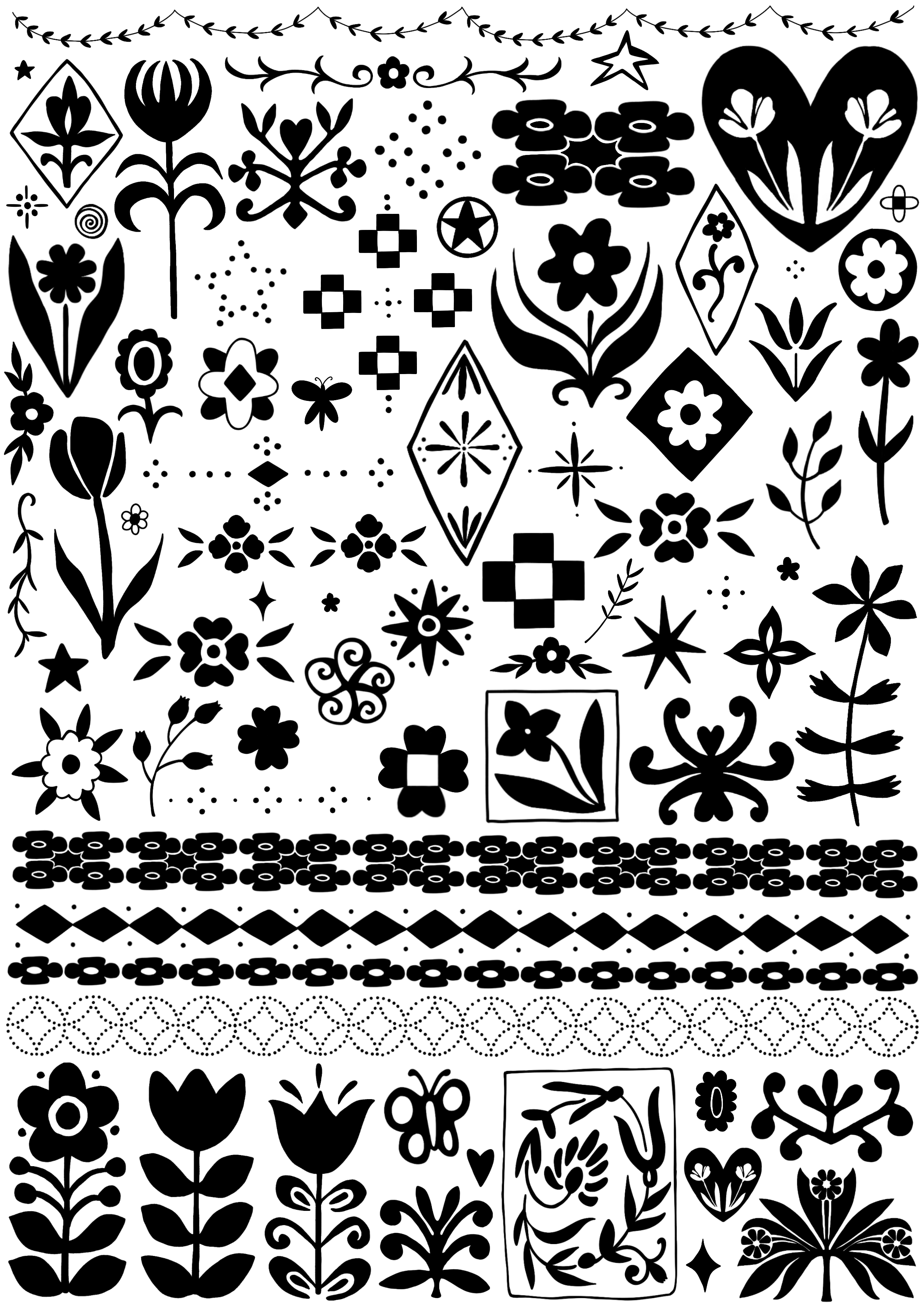 Black Floral Decal Sheet
