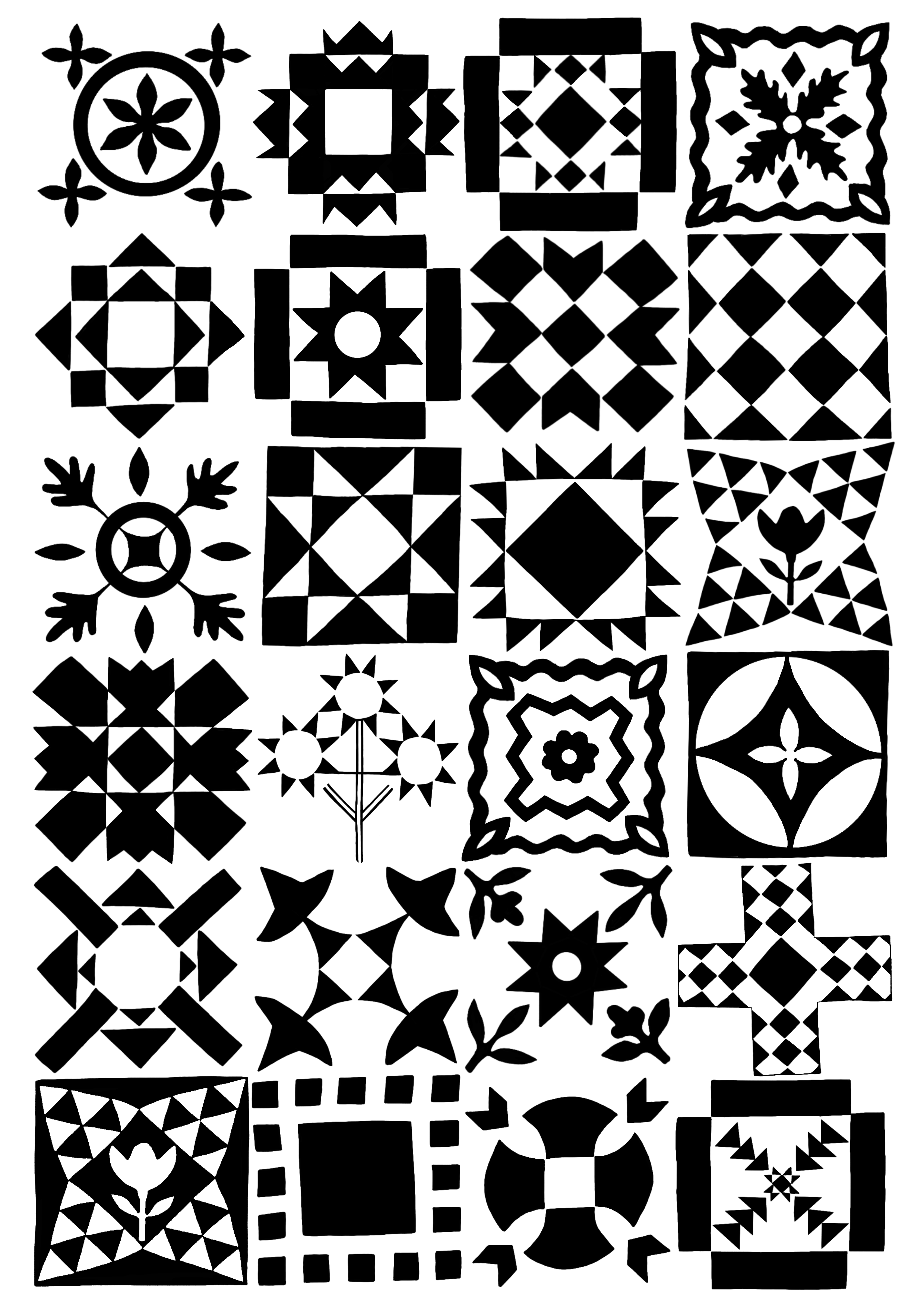 Antique Quilt Block Waterslide Decals