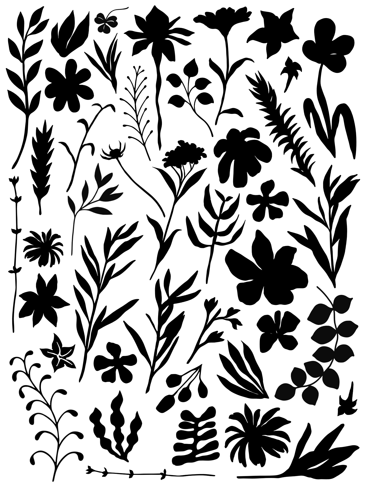 Floral Silhouette Waterslide Decals