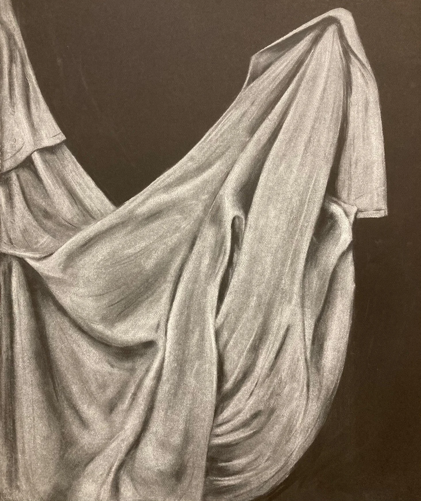 White charcoal on black paper 2025 (16” x 24”)