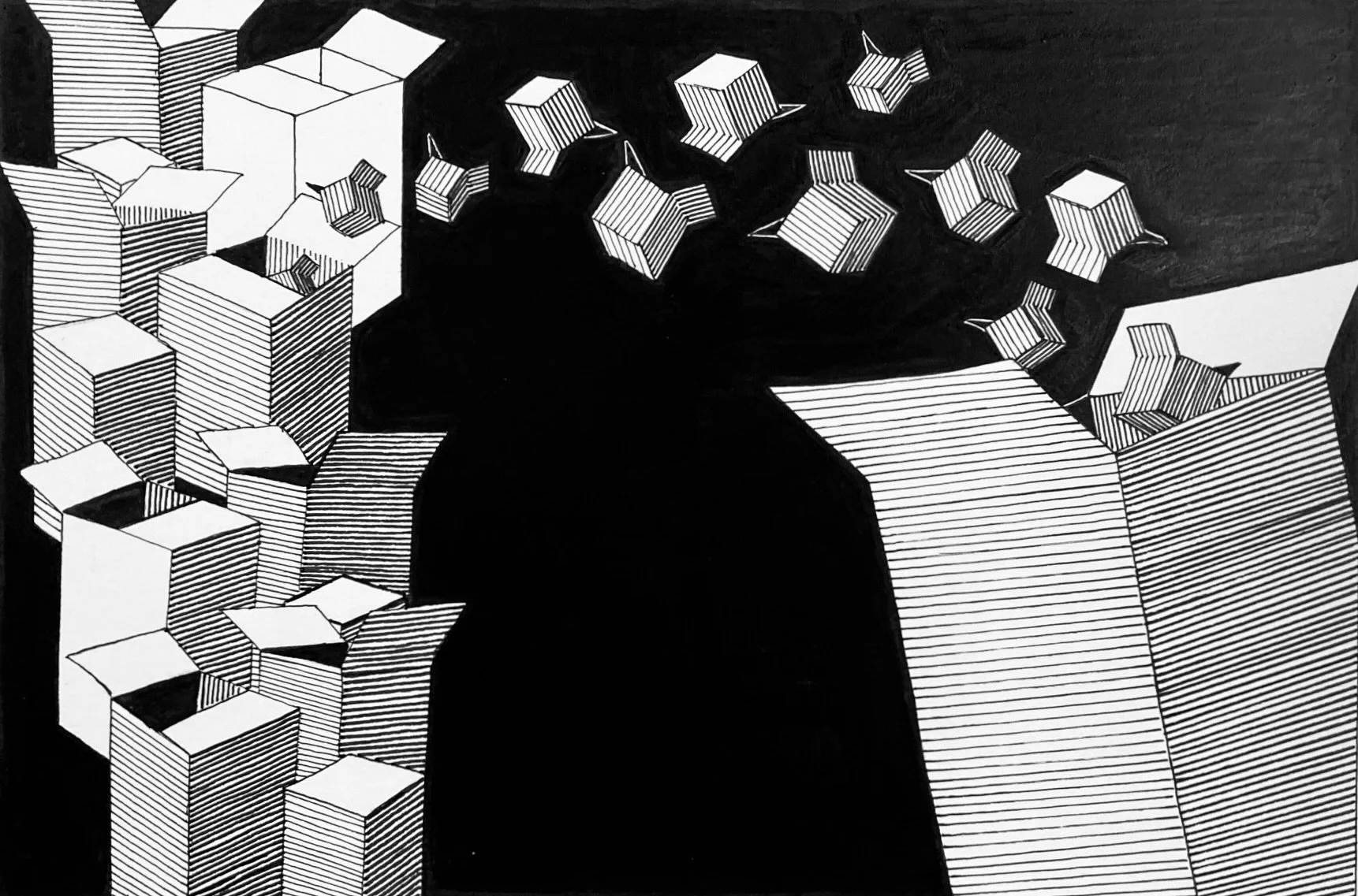 “Boxes” 2024 pen on paper