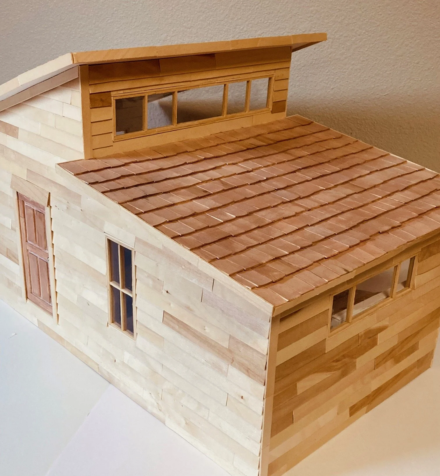Plain Dollhouse 2022 Foam board and popsicle sticks (25” x 15” x 14”)