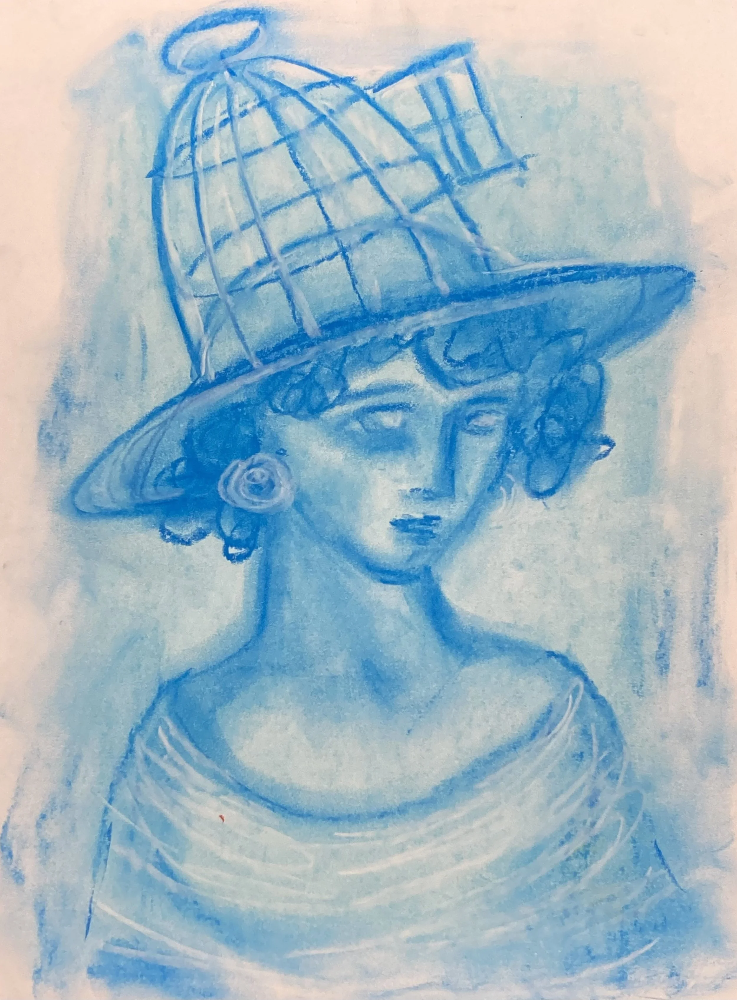 "Blue Lady" 2025 Pastel on paper 