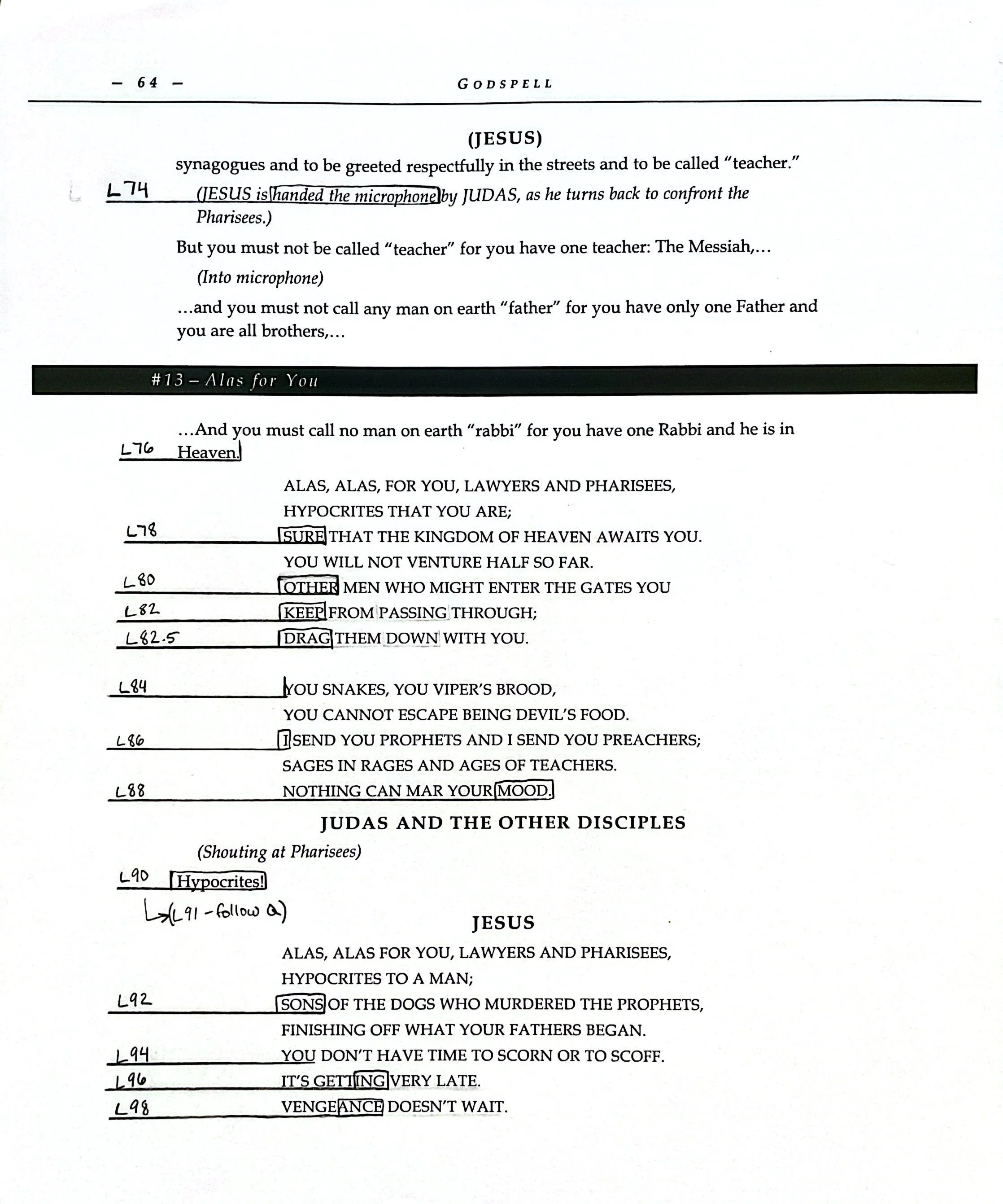 Calling Script pg. 1 - Godspell 2022