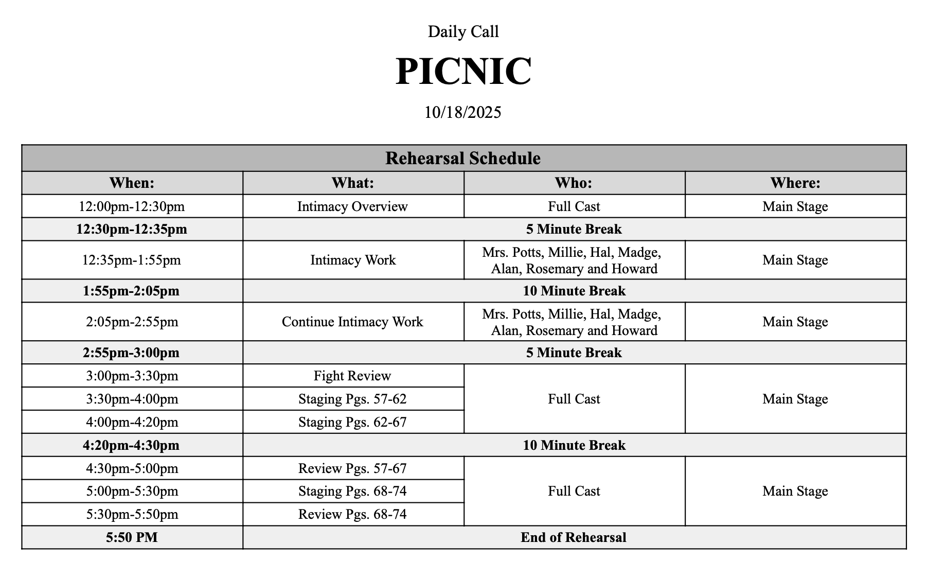 Daily Call - Picnic 2025