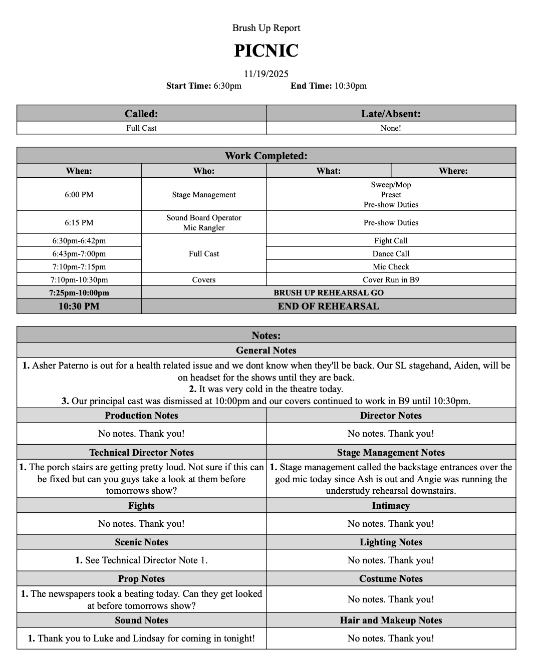 Brush Up Report - Picnic 2025
