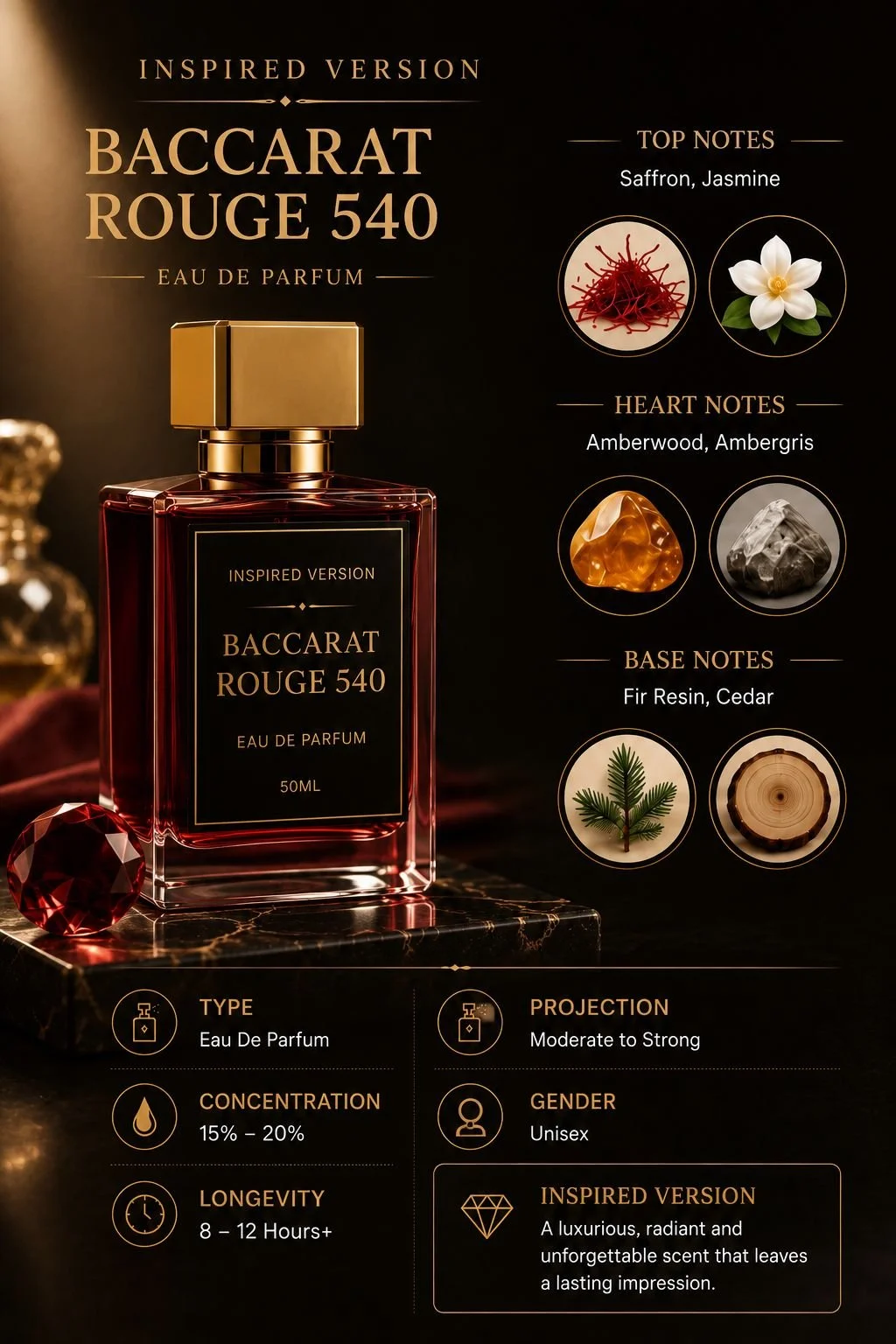 BR 540 - BACCARAT ROUGE - EXTRAIT DE PARFUM - INSPIRED