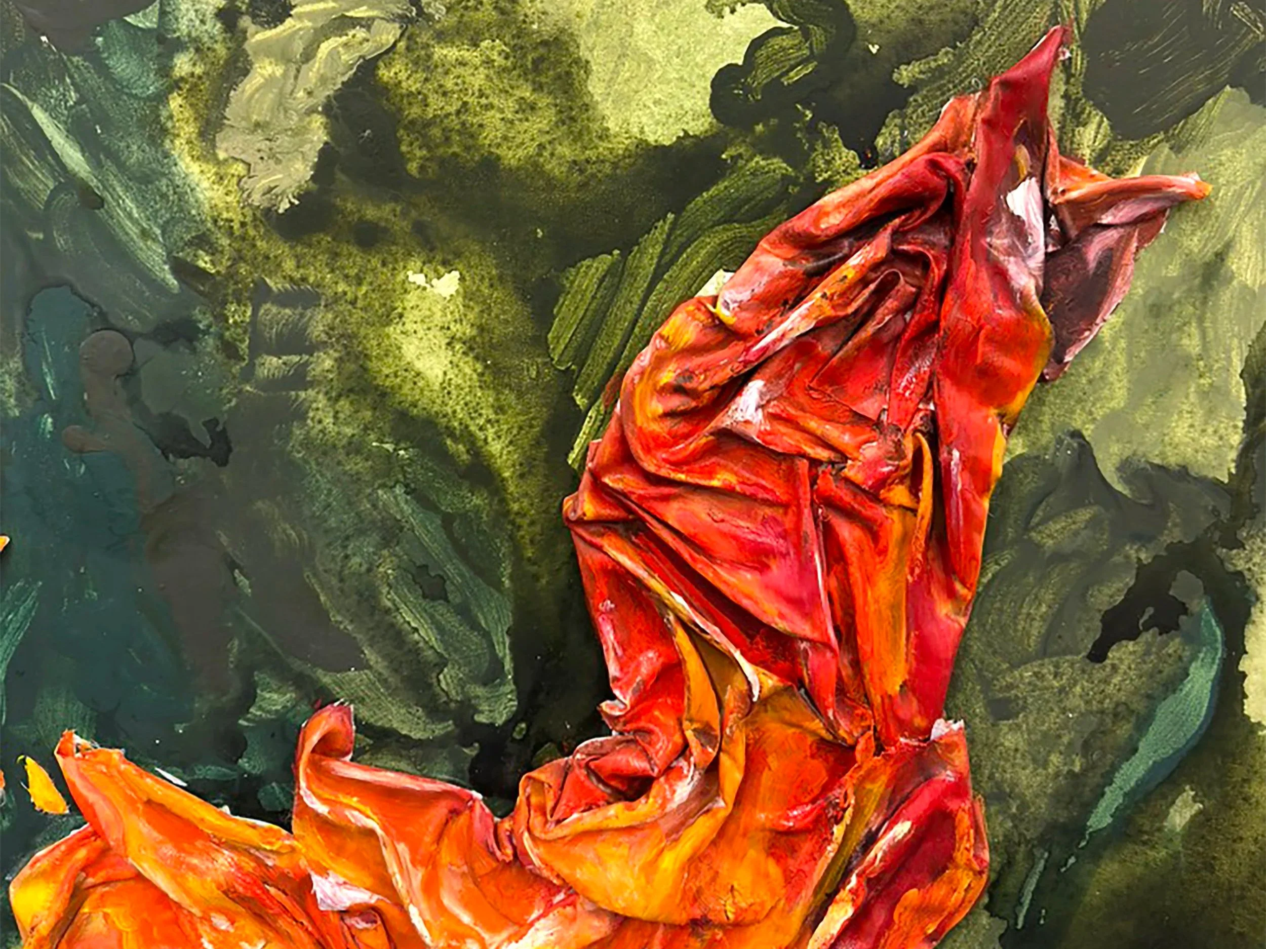 Ein dreidimensonales rotes loderndes Feuer.