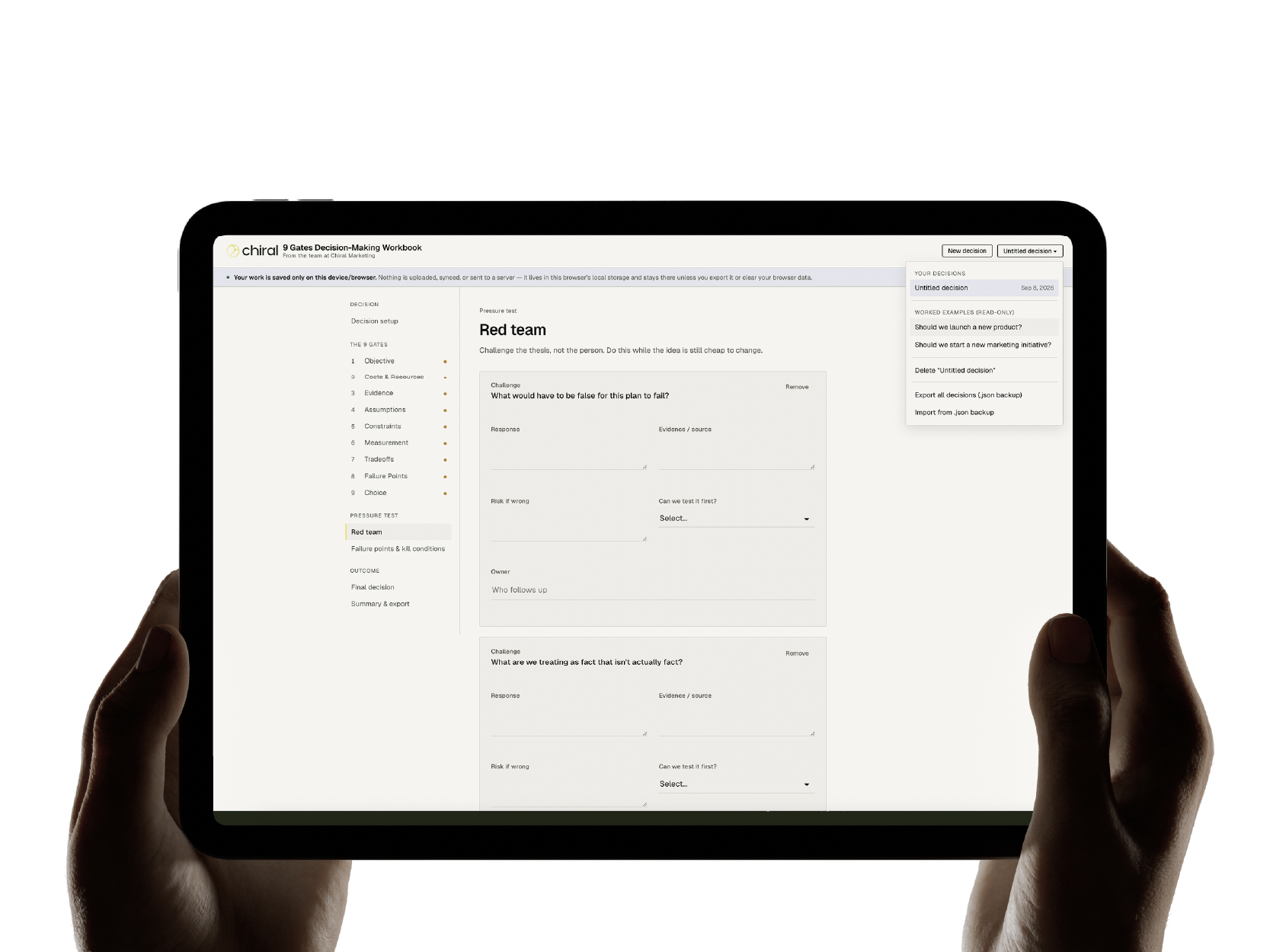 9 Gates Decision Making Framework Interactive Tool