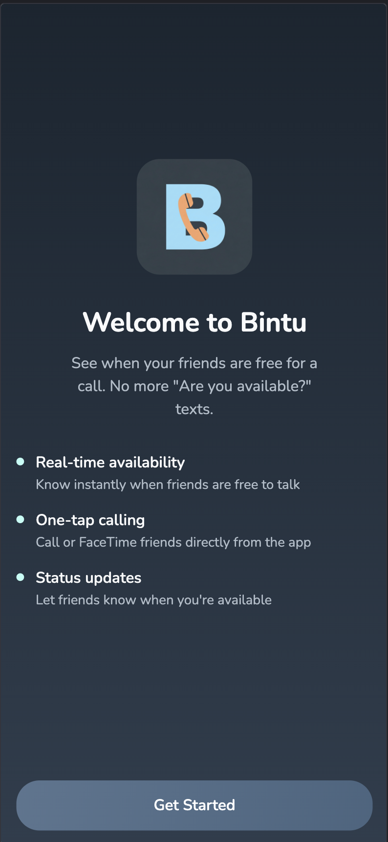 Welcome Screen When Opening the App For the First Time