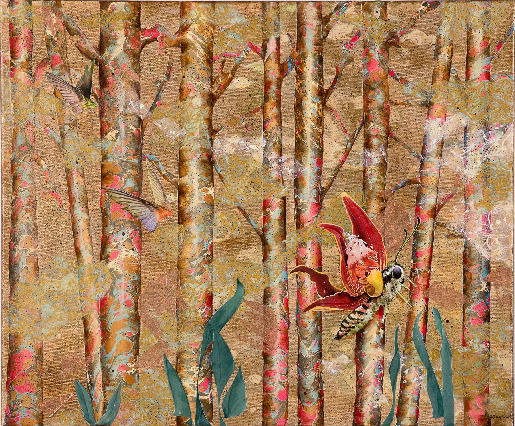 Hummer, (20x24, mixed collage on canvas), 2015