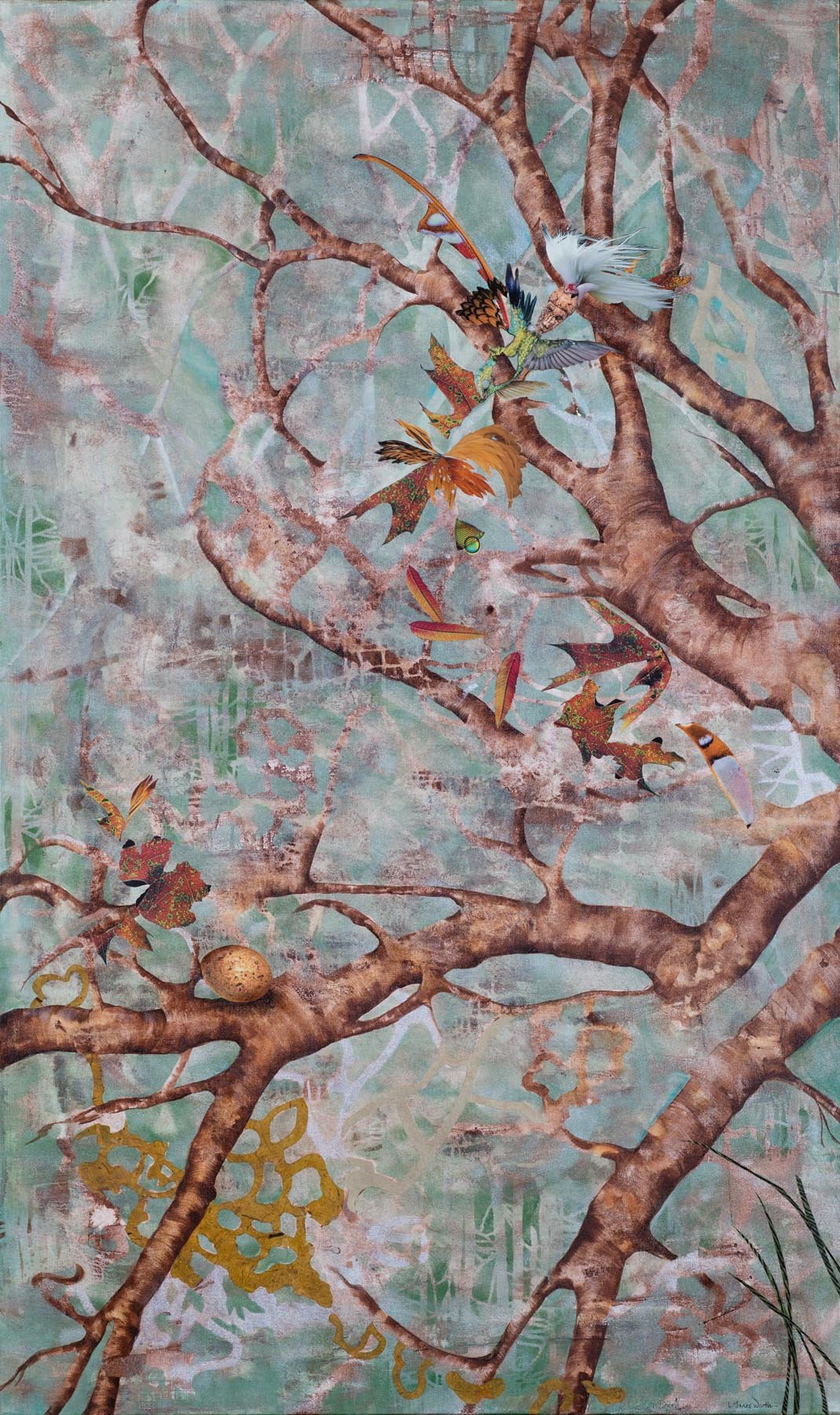 Dreams of Flying, (60x36, mixed collage on canvas), 2015