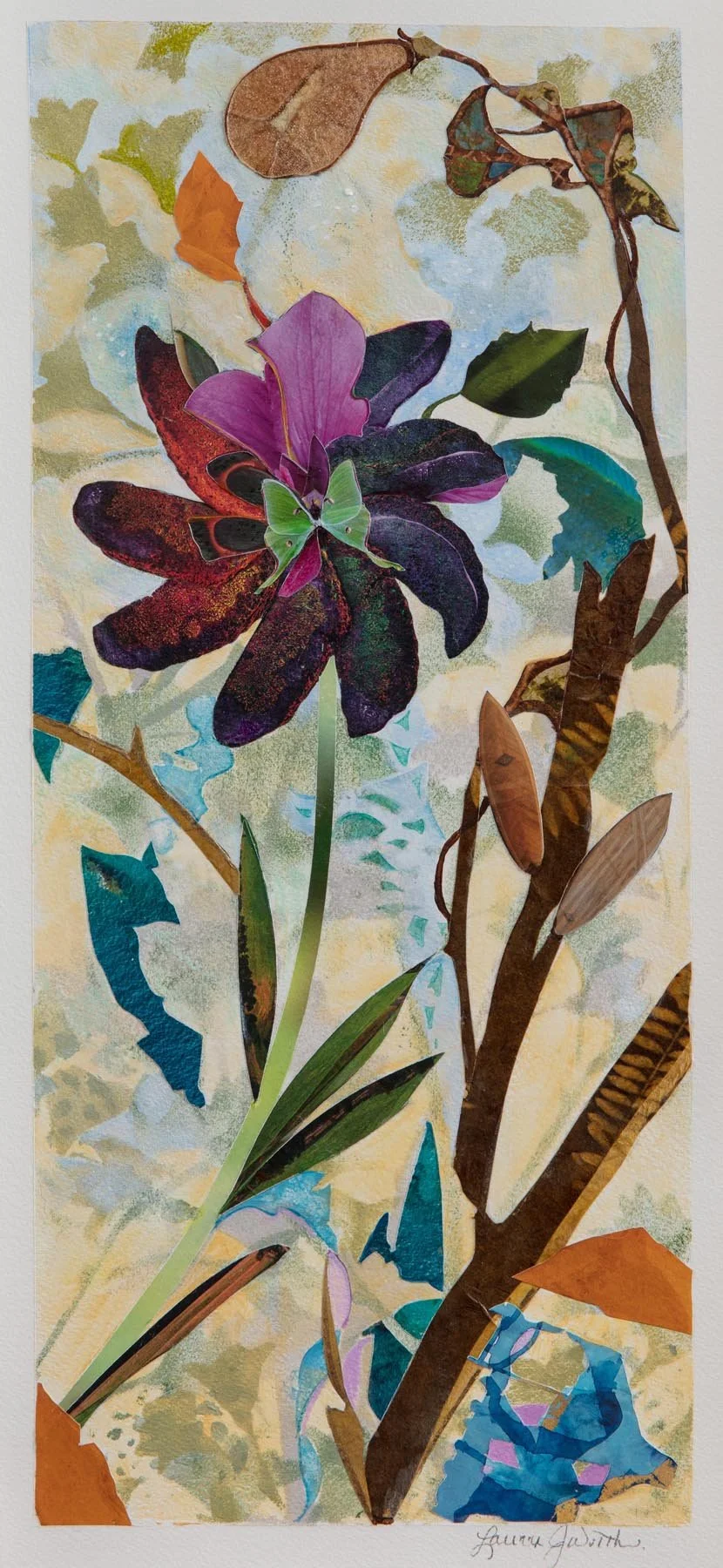 Tree Spirits V, (16x8, mixed collage on paper), 2018