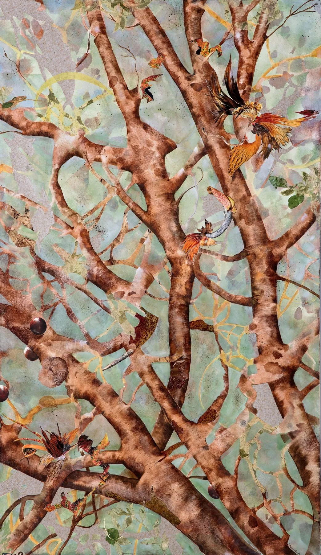 Fly Away, (48x28, mixed collage on canvas), 2016