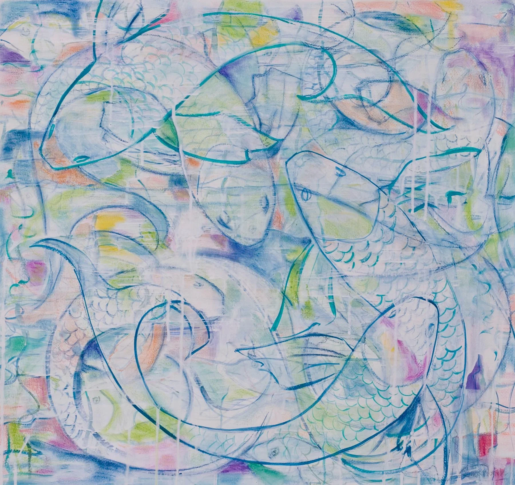 Feeding Time, (30x30, mixed on paper), 2008