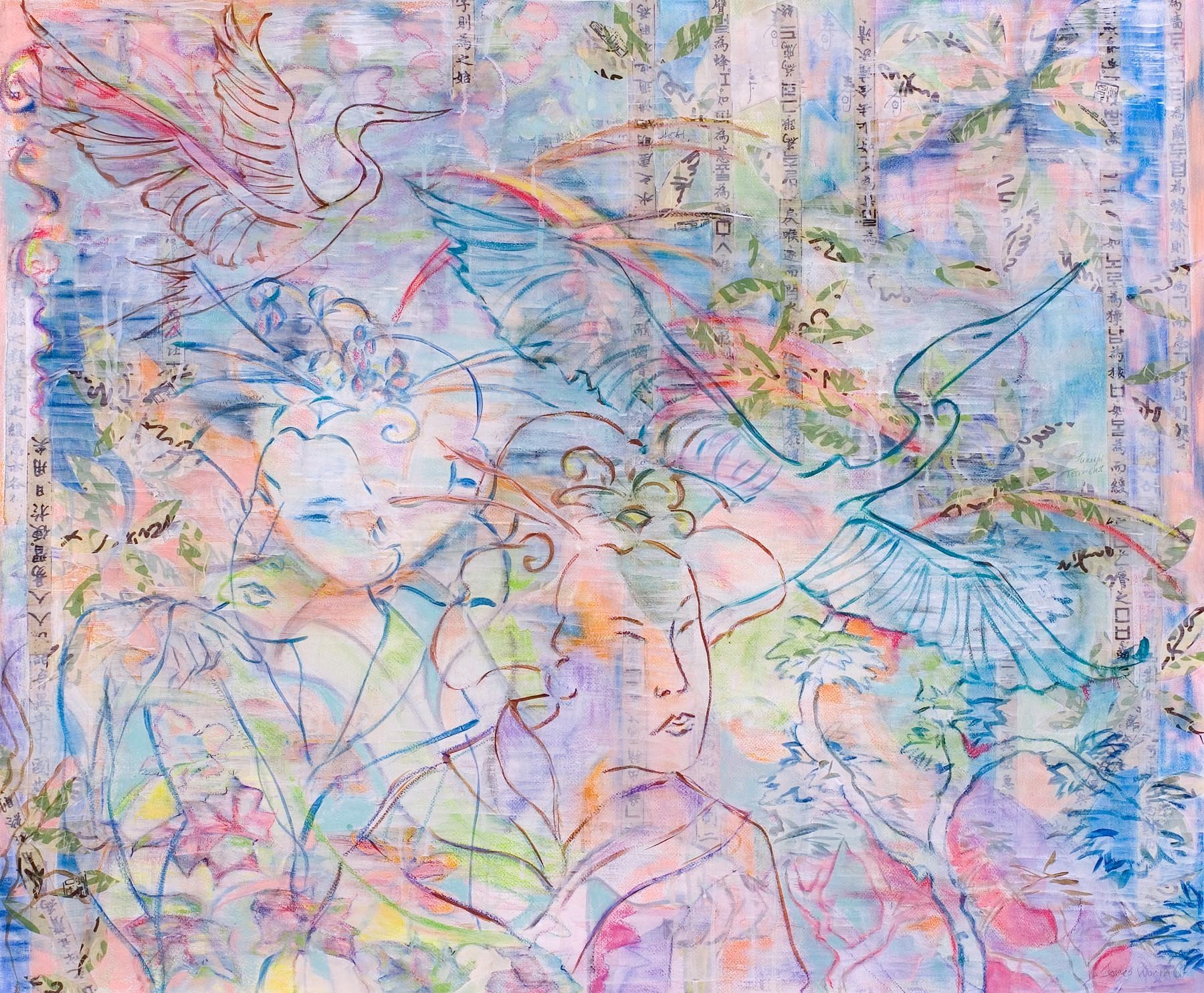 10,000 Flowers in Spring, (40x50, mixed on paper), 2010