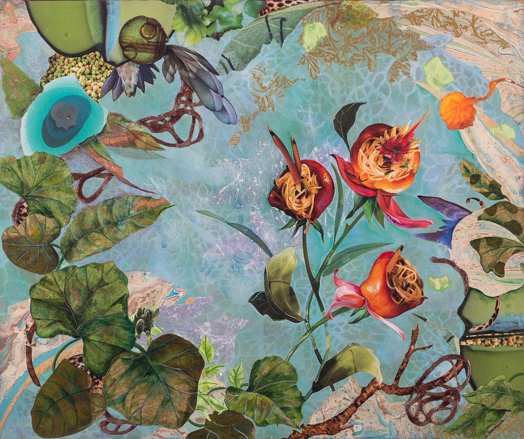 Fleurlicious, (20x24, mixed collage on canvas), 2015