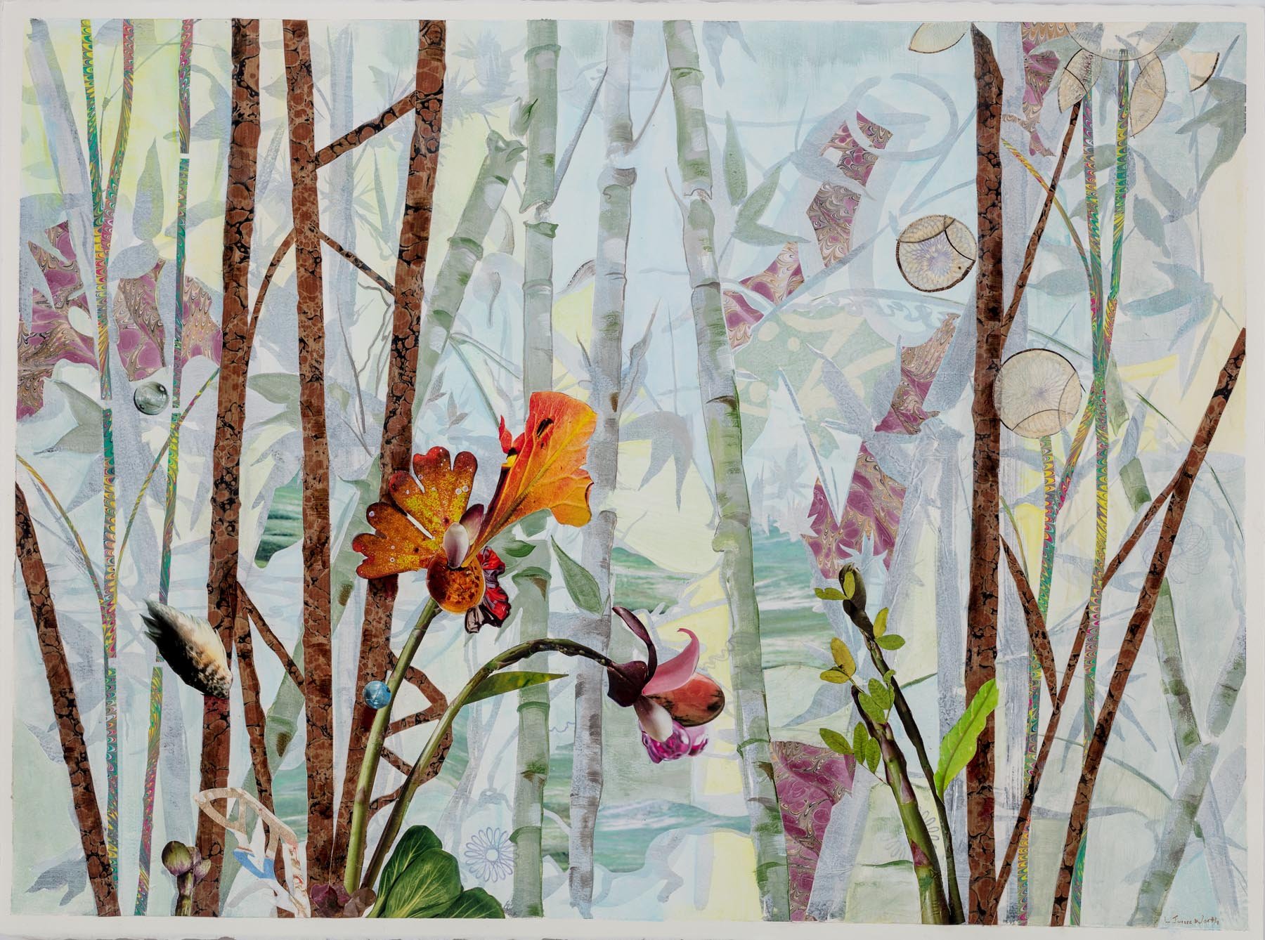 Tree Spirits IV, (22x30, mixed collage on paper), 2018