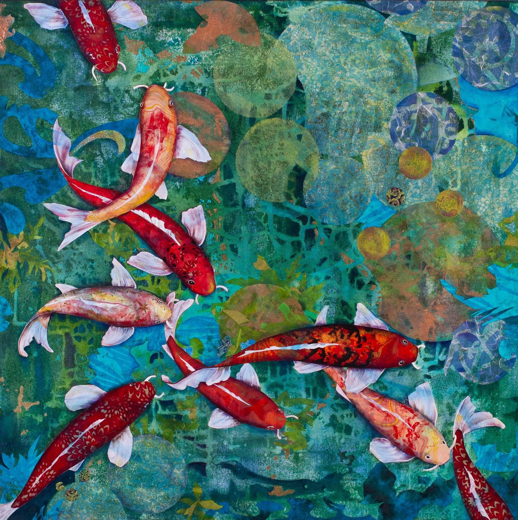 I Get Around, (36x36, mixed collage on canvas), 2012