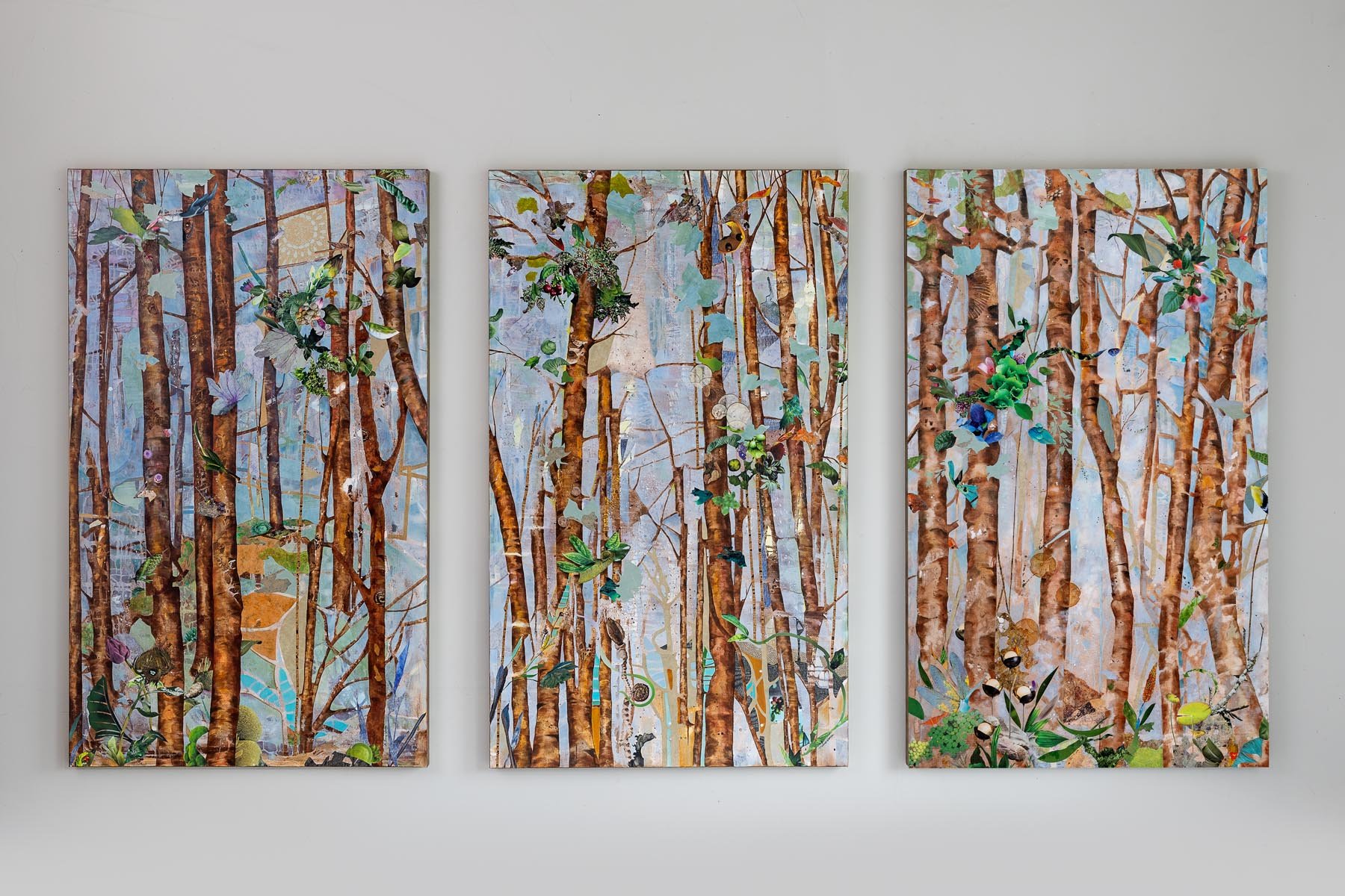 Trunk Show I,II,III, (60x30, mixed collage on canvas), 2017