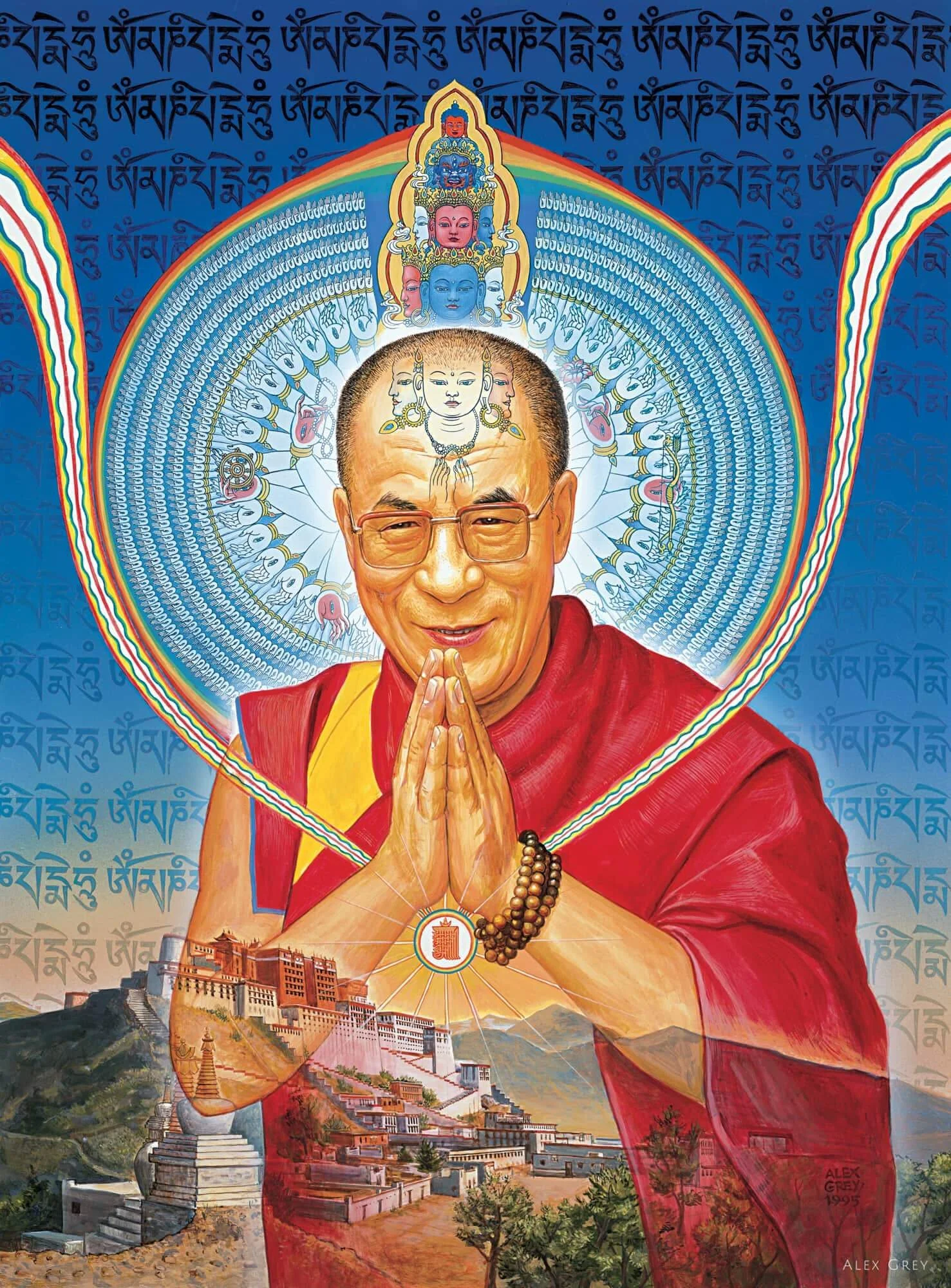 Dalai Lama (1995) | Acrylic on Wood Panel | 18" x 24"